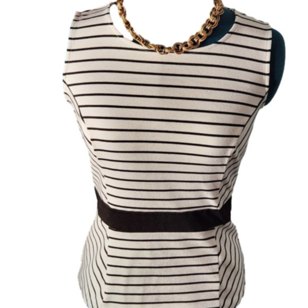 208. Chic by Jacob Black and White Striped Top sz S